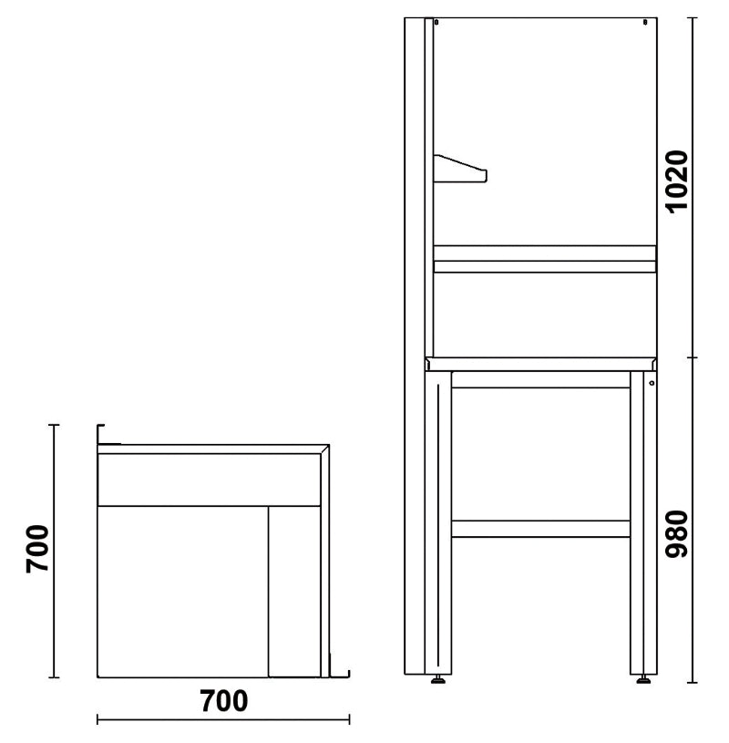 Self-Supporting Complete Corner Worktop, 700x700mm, with Tool Wall Systems and Fixing Shelves - BetaRSC55 C55AC-O