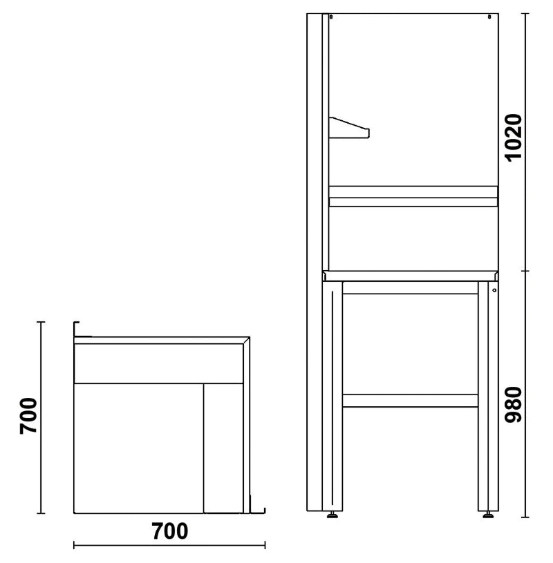 Self-Supporting Complete Corner Worktop, 700x700mm, with Tool Wall Systems and Fixing Shelves - BetaRSC55 C55AC-O