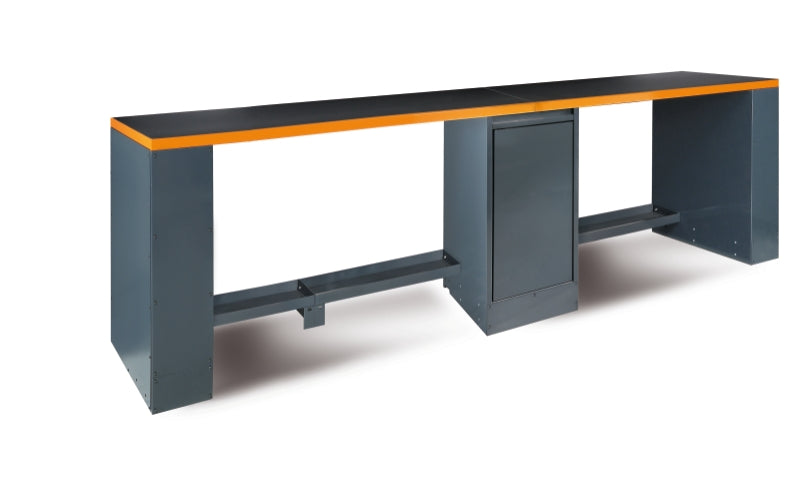 Double 4m Workbench with Central Leg, Shockproof PVC Worktop, Adjustable Feet, 4100x700mm - BetaRSC55 C55BO/D4