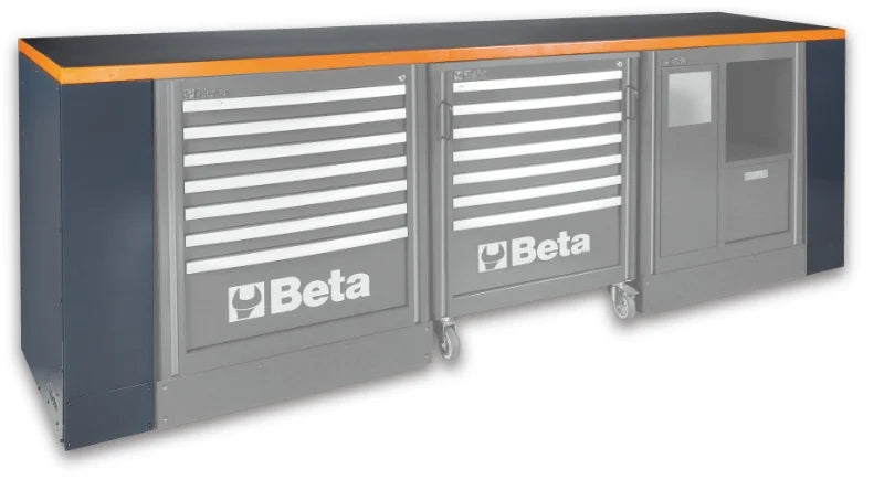 2.8m Workbench with Shockproof PVC Coated Worktop, Vice Holes, Adjustable Feet - BetaRSC55 C55BG/2,8