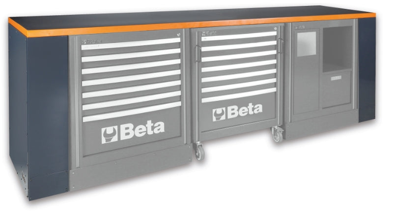 2.8m Workbench with Shockproof PVC Coated Worktop, Adjustable Feet, Vice Holes - BetaRSC55 C55BO/2,8