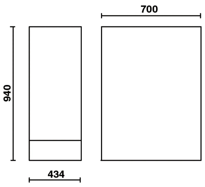 Double Leg with Slide-Away Door Compartment, Adjustable Feet, 365x750mm - BetaRSC55 C55B/GDS