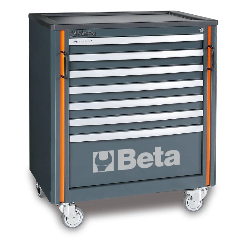 Mobile Roller Cabinet with 7 Drawers, Ball Bearing Slides, Central Lock, 588x367mm Drawers, 100mm Castors - BetaRSC55 C55C7