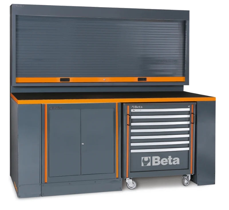 WORKSHOP WORKSTATION 7-DRAWER ROLLER CAB 2-DOOR TOOL WALL SHUTTER 2050X700 C55PB-PRO 8