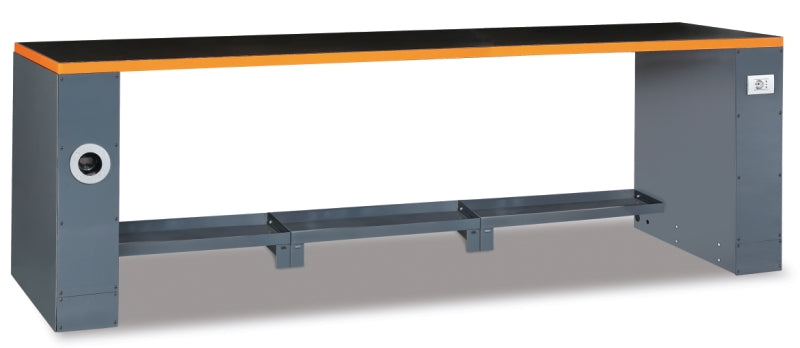 2.8m Workbench with Shockproof PVC Coated Worktop, Built-in Sockets, Hose Reel, Vice Holes, Adjustable Feet - BetaRSC55 C55PRO BO/2,8