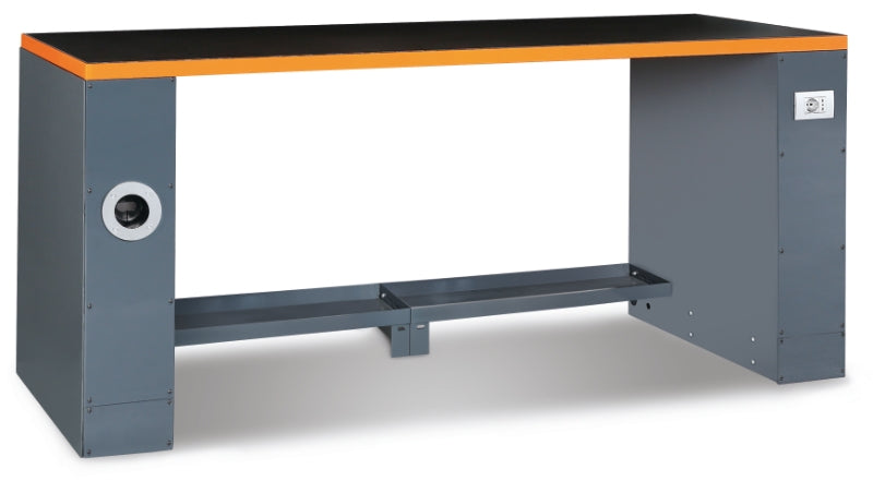 2m Workbench with Shockproof PVC Worktop, Built-In Sockets, Hose Reel, Adjustable Feet, 2050x700mm - BetaRSC55 C55PRO BO/2