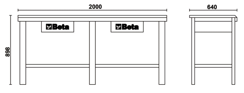Workbench with Painted Sheet Metal Worktop, 1200kg Capacity, Lockable Drawers - Beta Tools C56-O