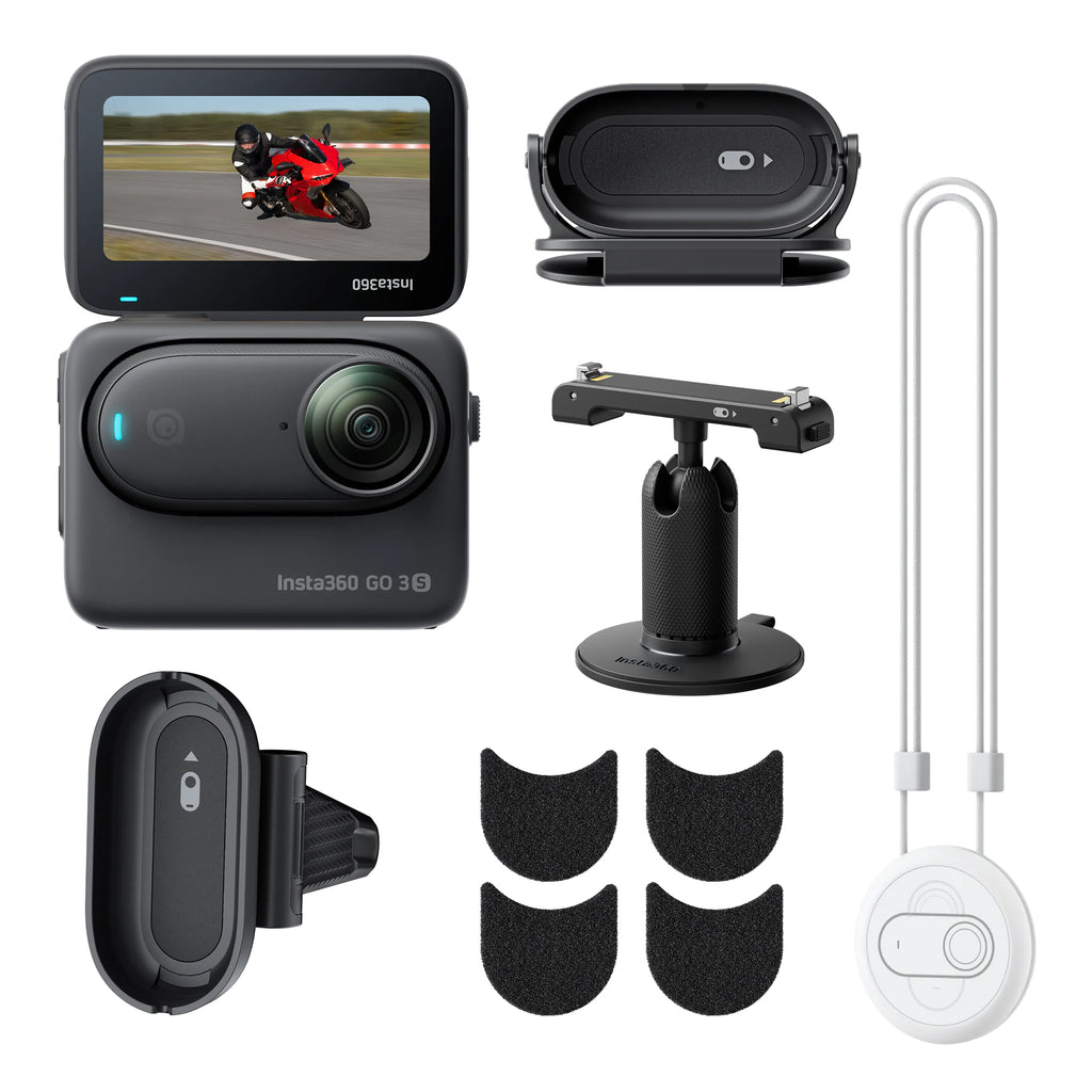 INSTA360 GO 3S 128GB 4K ACTION CAMERA BUNDLE WITH IN-HELMET & POV MOUNTS - CINSAATA