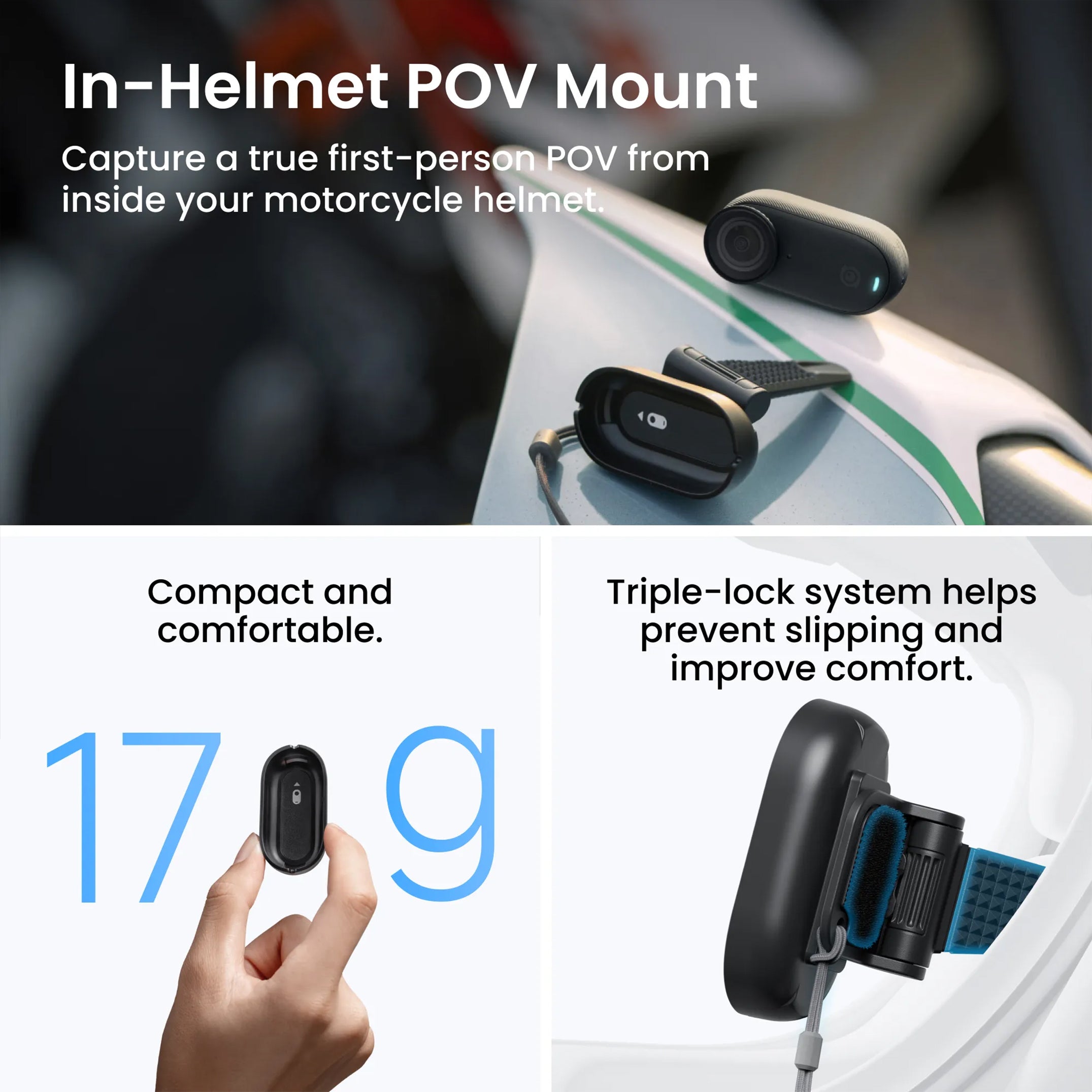 INSTA360 GO 3S 128GB 4K ACTION CAMERA BUNDLE WITH IN-HELMET & POV MOUNTS - CINSAATA