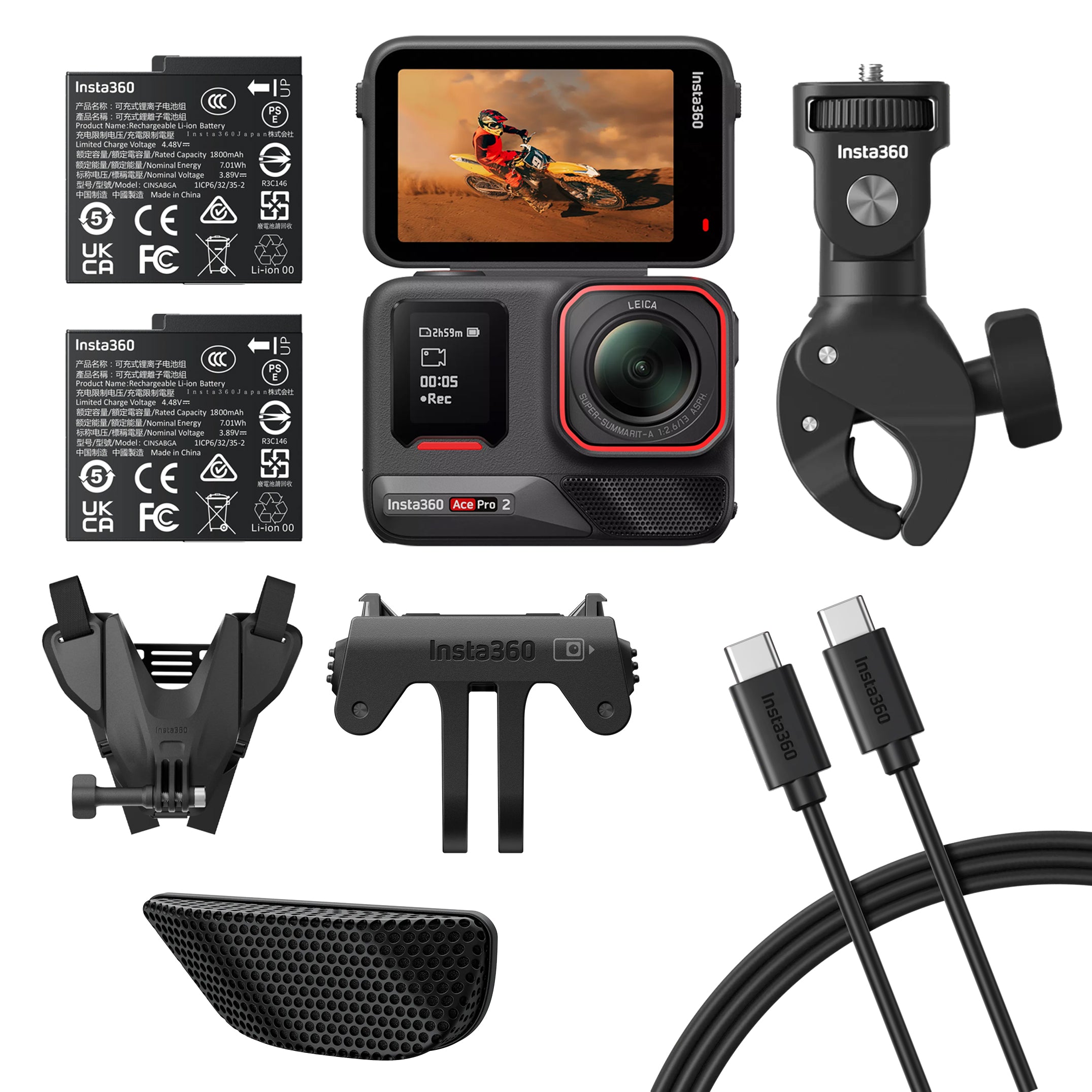 INSTA360 ACE PRO 2 8K MOTORCYCLE ACTION CAMERA BUNDLE - CINSBBGA