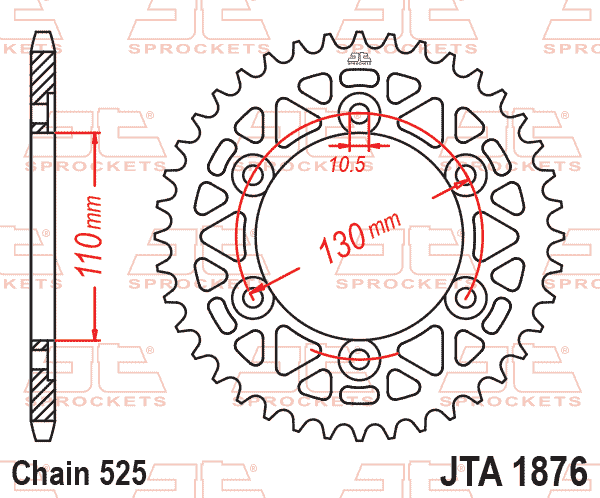 REAR SPROCKET ALLOY GOLD JTA1876.44GLD JT CHAIN