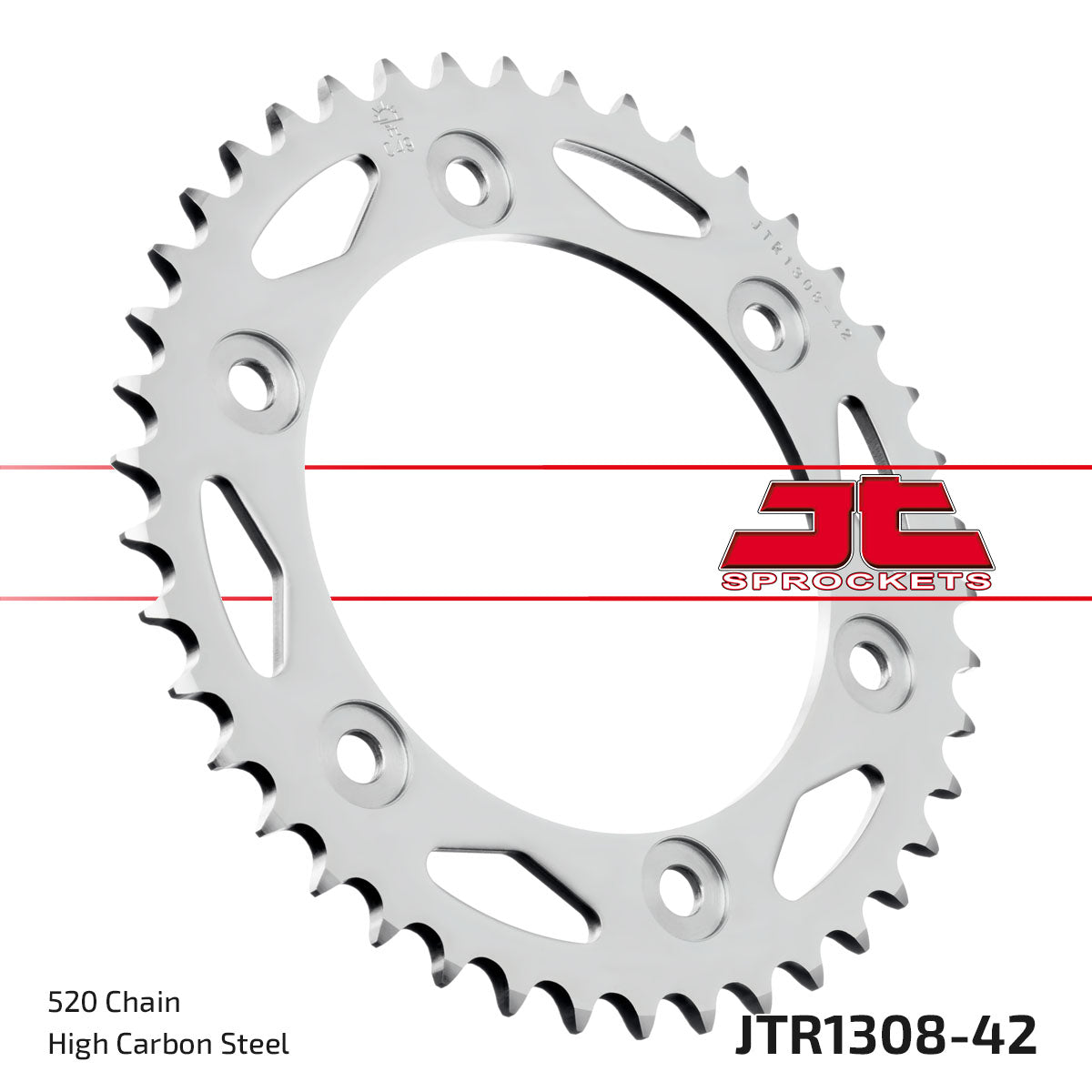 REAR SPROCKET STEEL JTR1308.42, CHAIN CONVERSION 520, HONDA ROAD