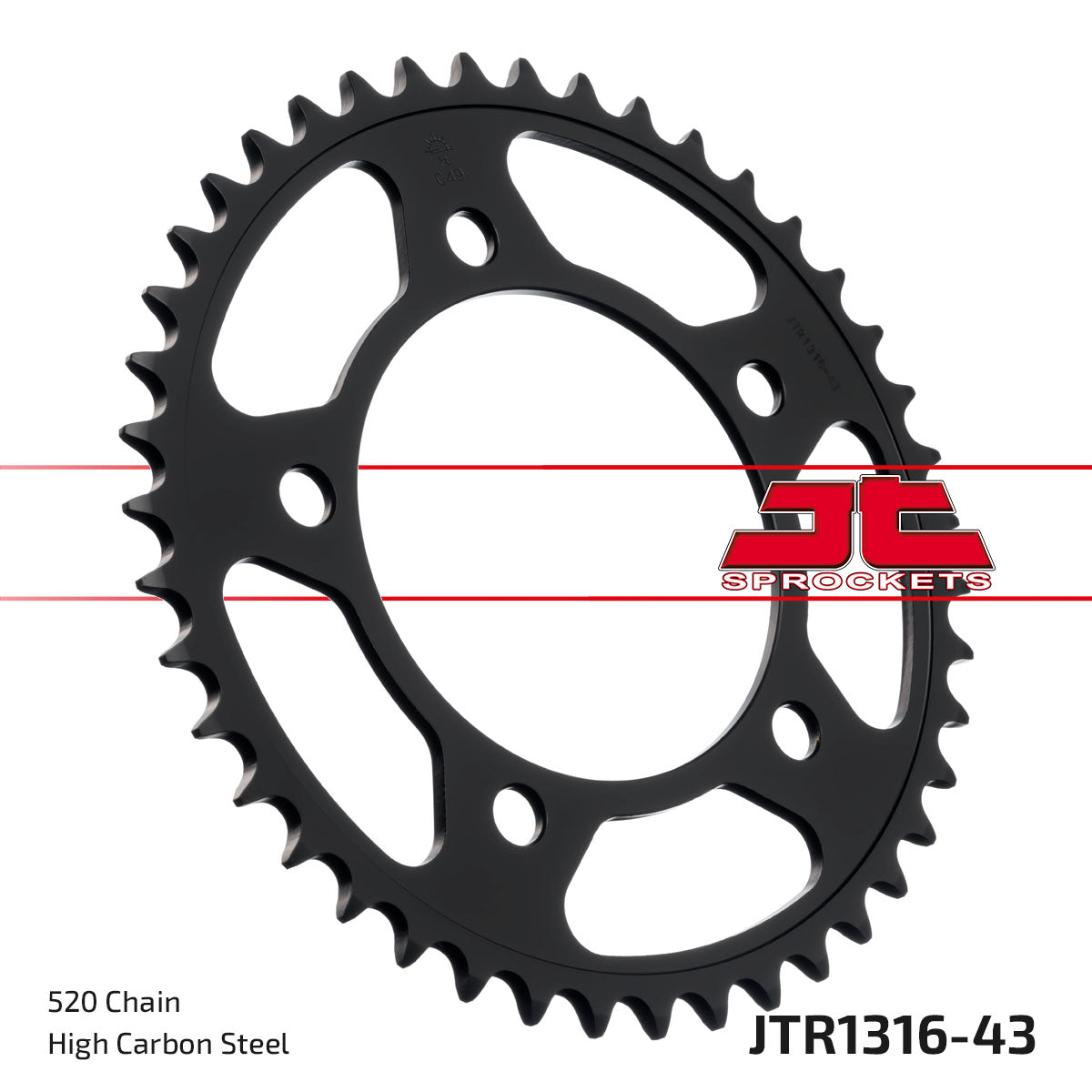 REAR SPROCKET JTR1316.43 STEEL BLACK, HONDA ROAD