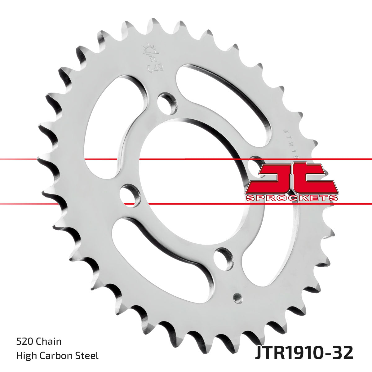 REAR SPROCKET JTR1910.32 JT SILVER, 520 PITCH, 32 TEETH