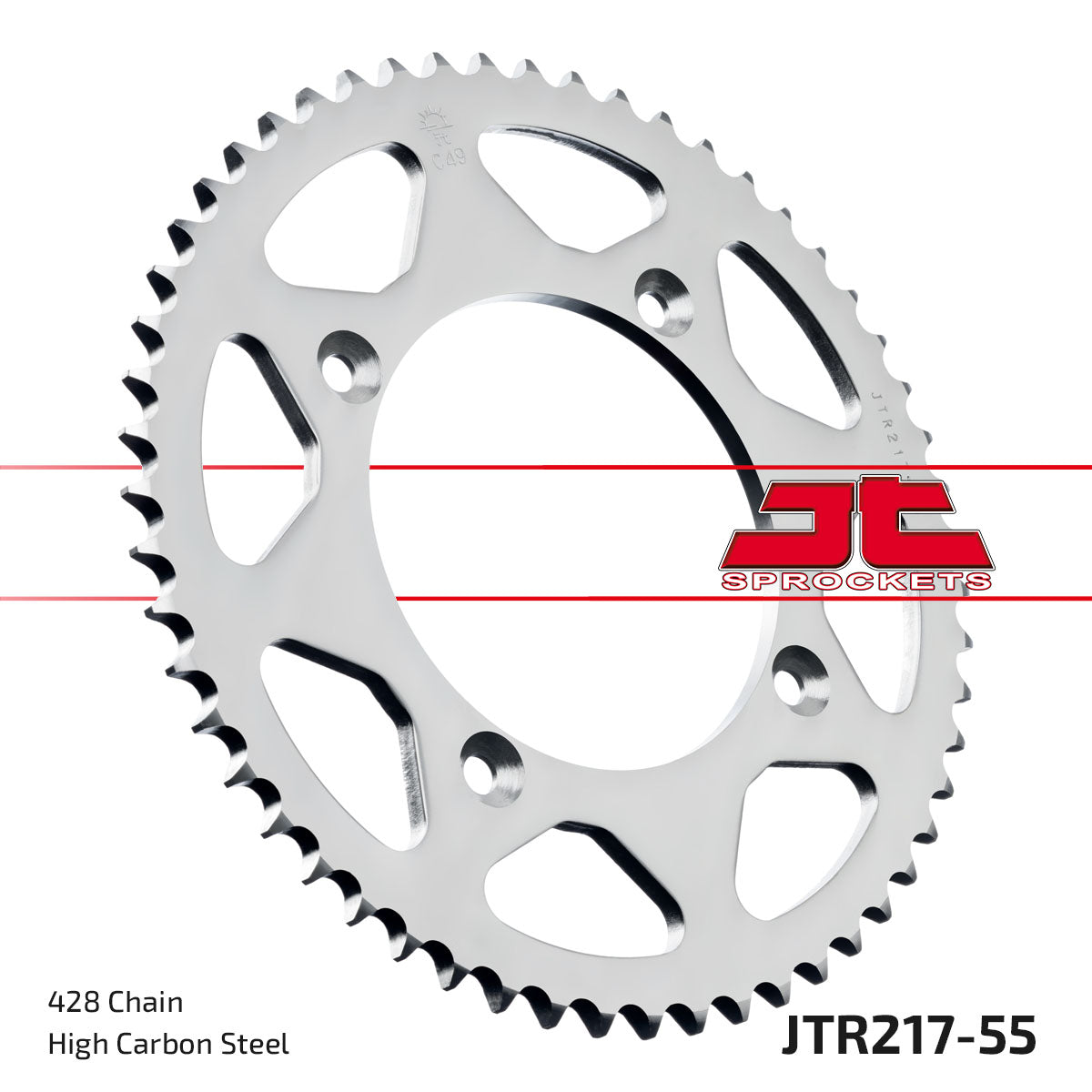 REAR SPROCKET STEEL JTR217.55, 428 Chain Conversion CR80/85, SR217-49