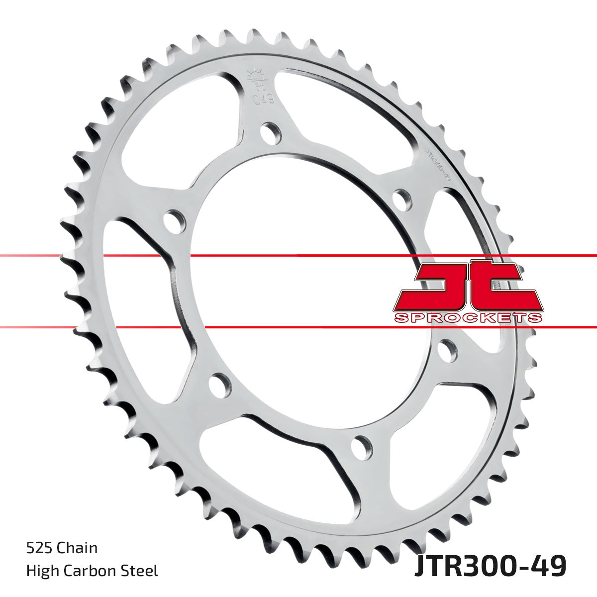 REAR SPROCKET JTR300.49 JT 525 SILVER, HONDA ROAD