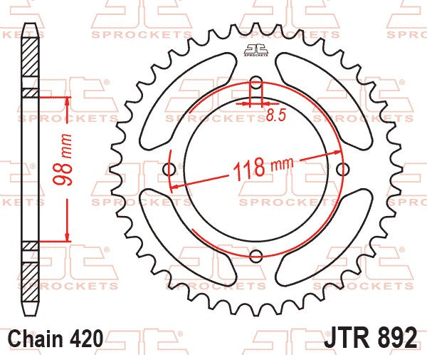 REAR SPROCKET STEEL BLACK KTM TC 65 JT JTR892.48