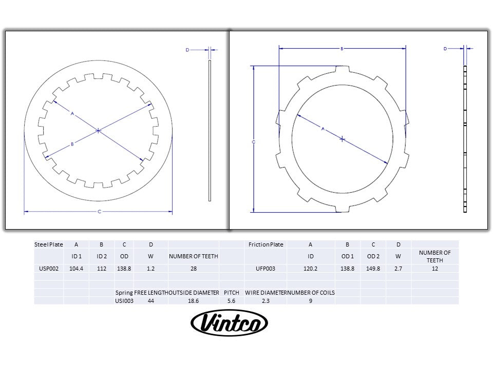 CLUTCH KIT 73-76 HONDA CR MR MT 250 VINTCO KCLH04