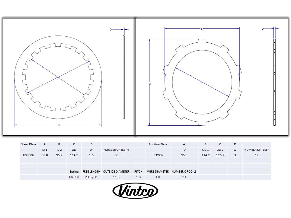CLUTCH KIT 73-81 SUZUKI DS GT RM TS 100 125 185 VINTCO KCLS01