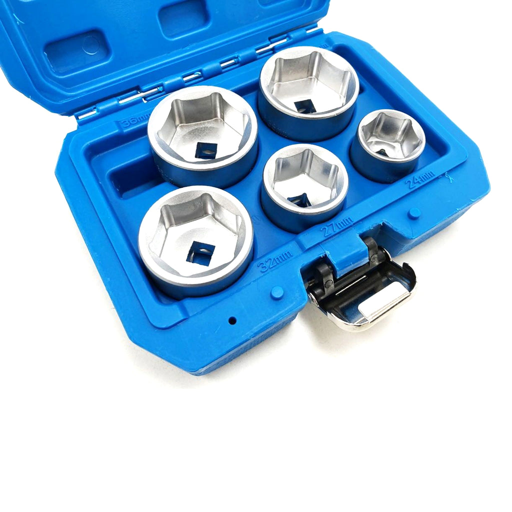 OIL FILTER SOCKET WRENCH SET 5pc 3/8 24mm 27mm 32mm 36mm 38mm - TOOLZONE KDPAU367