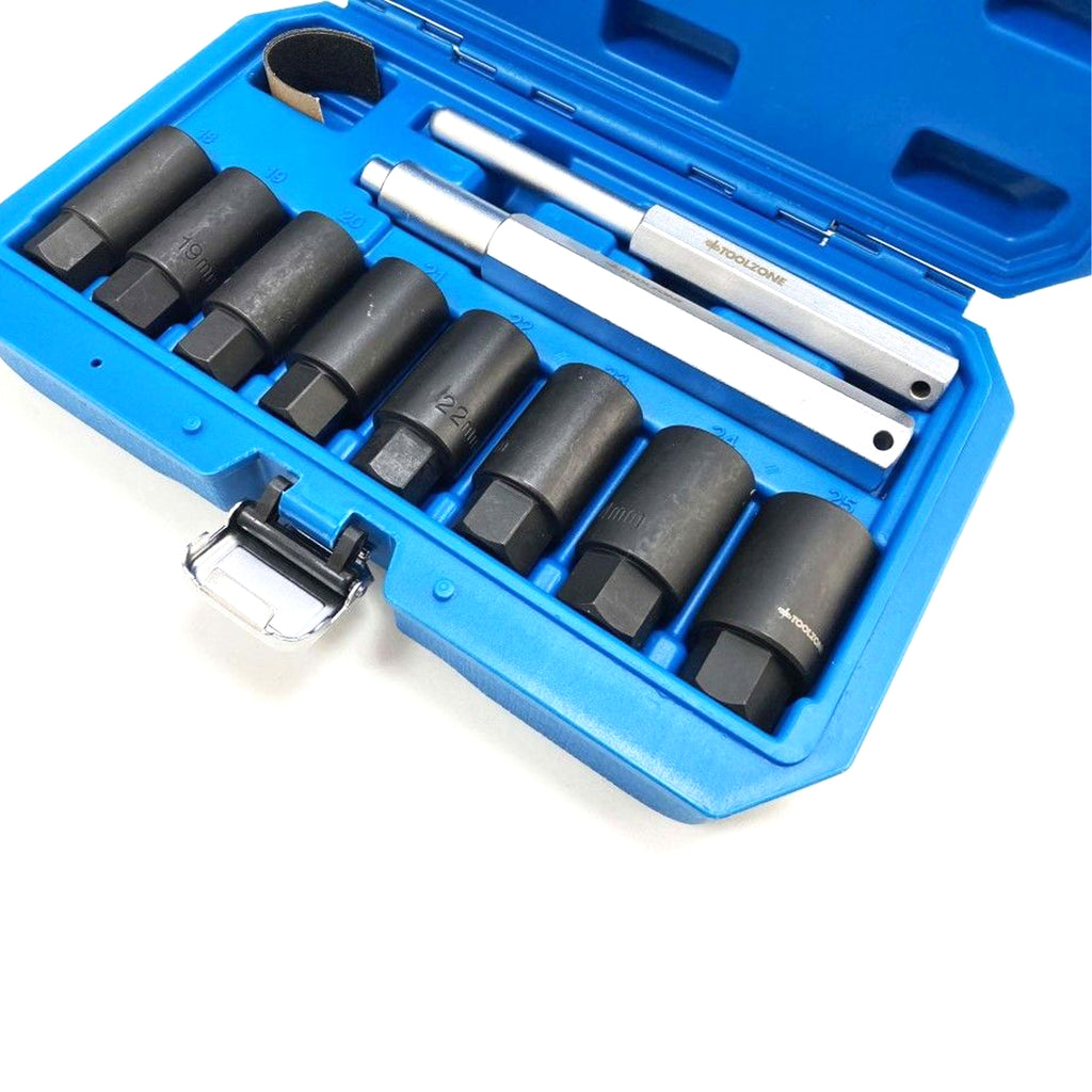 LOCKING WHEEL NUT SOCKET SET 10pc SLIM DESIGN - TOOLZONE KDPAU386