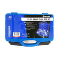 DRAIN PLUG KEY SET 12pc HEX AND SQUARE BITS - TOOLZONE KDPAU401