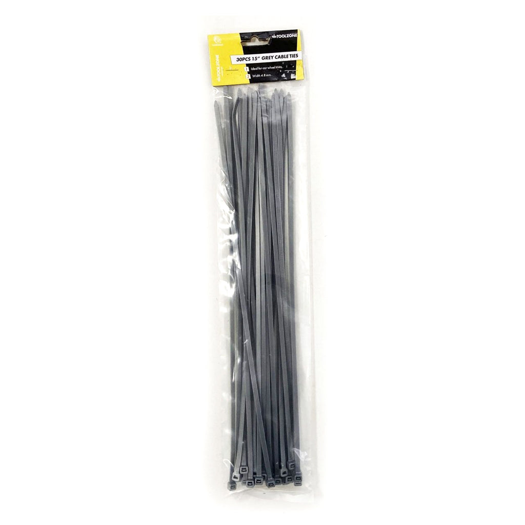 CABLE ZIP TIES 30PC 15 SILVER 4.0mm WIDE - TOOLZONE KDPEL104