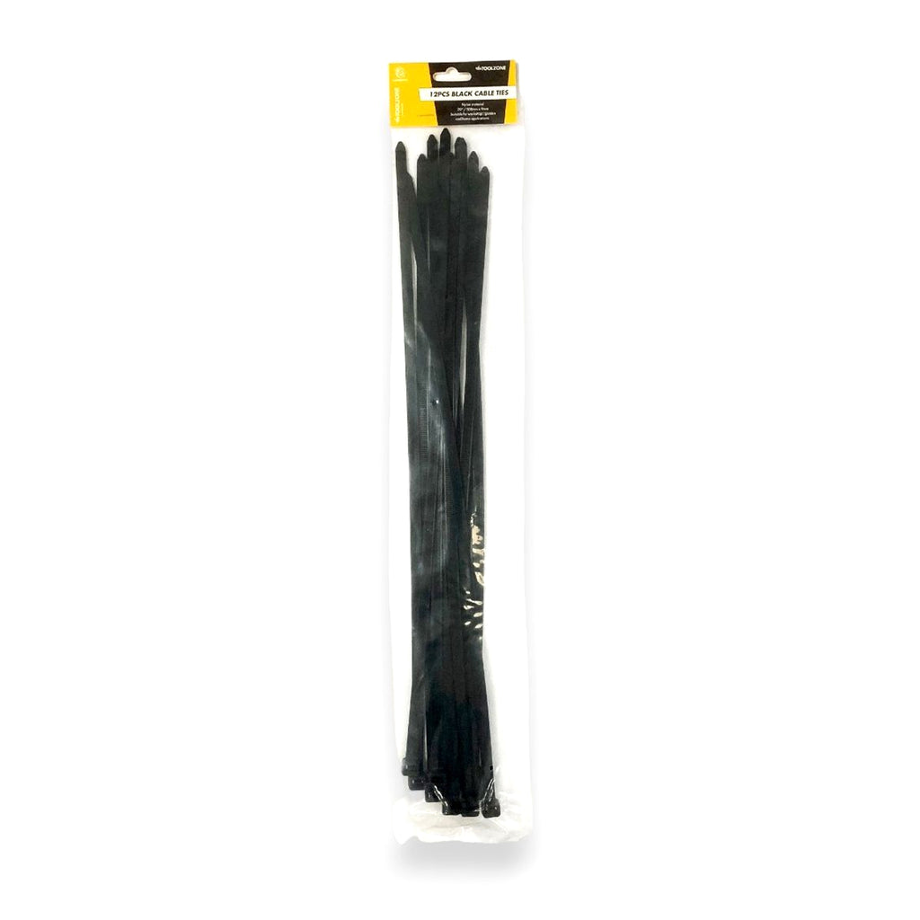 CABLE ZIP TIES 12PC 20 x 9mm BLACK NYLON 40 - TOOLZONE KDPEL132