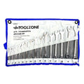 COMBINATION SPANNER SET 15PC 6-19mm 22mm CHROME VANADIUM SATIN - TOOLZONE KDPSP020