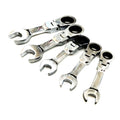 FLEXI STUBBY RATCHET SPANNER SET 5pc 10-19mm CHROME VANADIUM - TOOLZONE KDPSP164