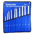 RATCHET SPANNER SET LONG 10pc 8-19mm 72 TEETH 6150CRV MIRROR POLISH - TOOLZONE KDPSP194