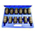 IMPACT SOCKET SET DEEP 3/4 DRIVE 12 PIECES 24mm-41mm CRV 80mm BLACK FINISH - TOOLZONE KDPSS235