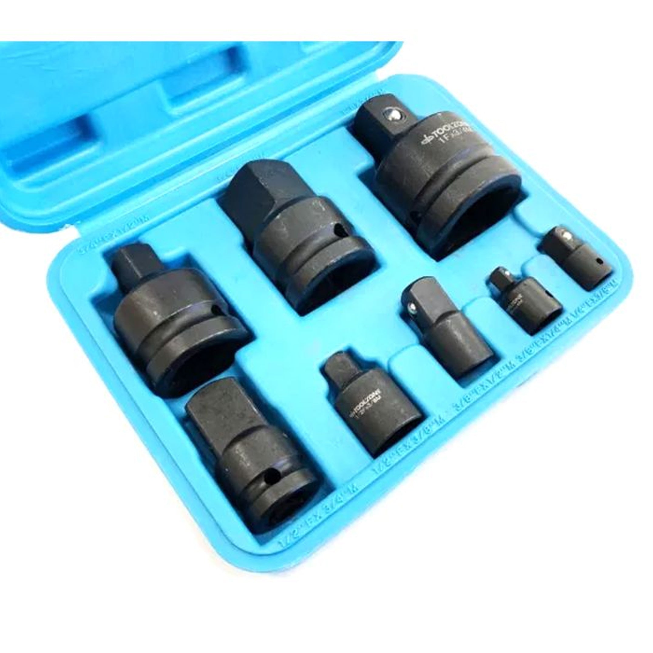 IMPACT ADAPTOR SET 8 PIECES 1/4 TO 1 DRIVE IN BLOW MOLD CASE - TOOLZONE KDPSS243