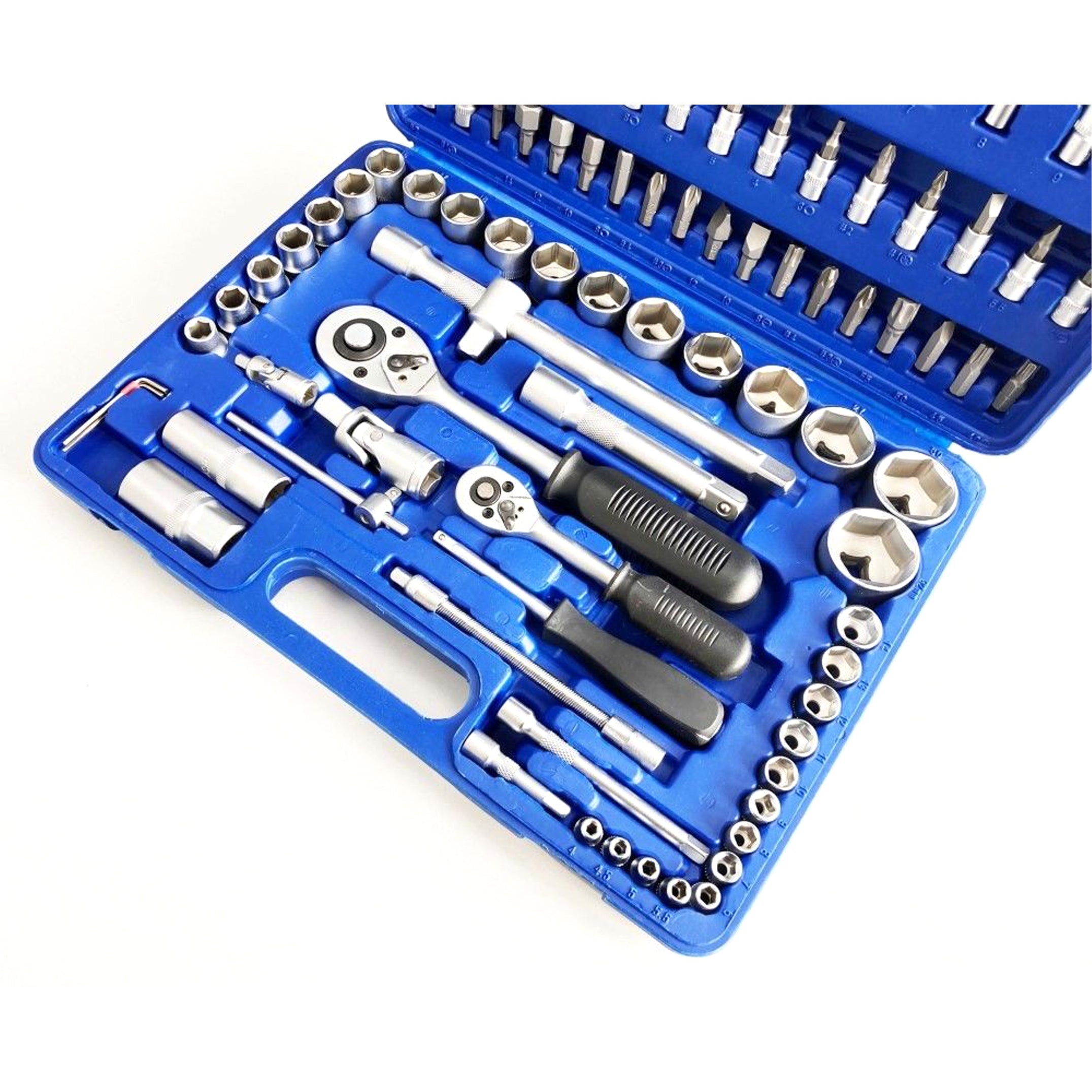 SOCKET SET 94 PIECES CARBON STEEL 1/2 AND 1/4 DRIVE SATIN FINISH IN CASE - TOOLZONE KDPSS247