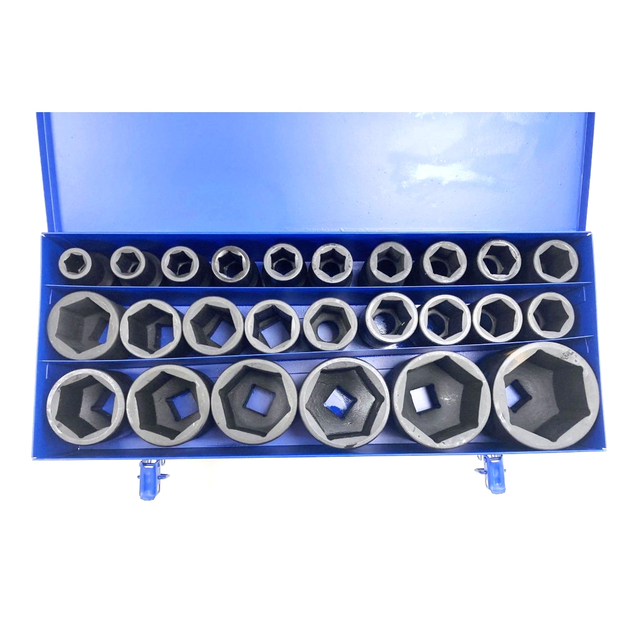 DEEP IMPACT SOCKET SET 25 PIECES 1 DRIVE 17mm-75mm CHROME MOLYBDENUM - TOOLZONE KDPSS263