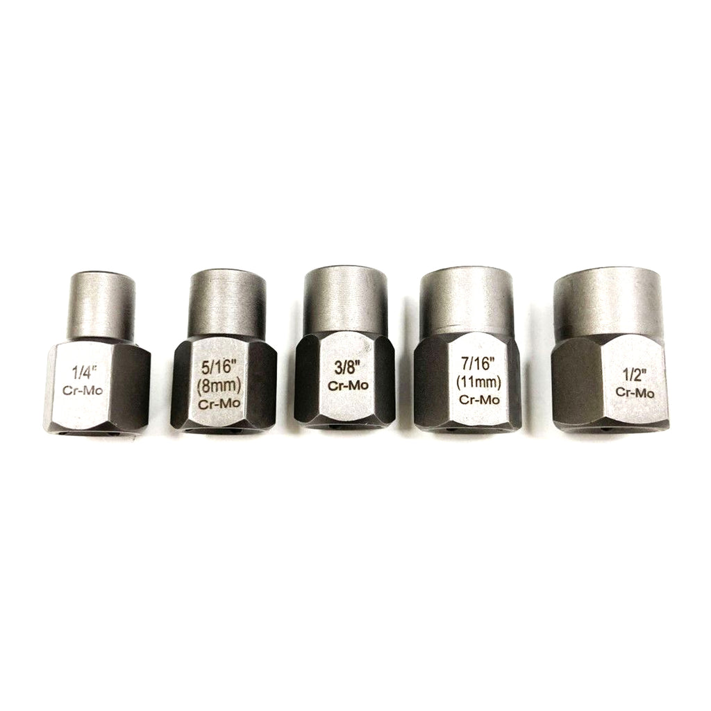 SHALLOW BOLT EXTRACTOR SET 5 PIECES 3/8 DRIVE 6mm-12.7mm CHROME MOLYBDENUM - TOOLZONE KDPSS288