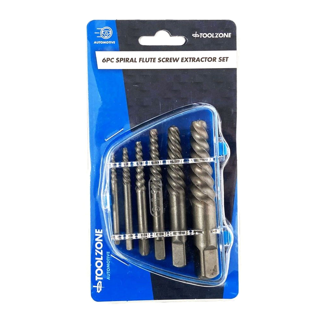 SPIRAL FLUTE SCREW EXTRACTOR SET 6 PIECES M3-M25 CHROME MOLYBDENUM - TOOLZONE KDPSS289