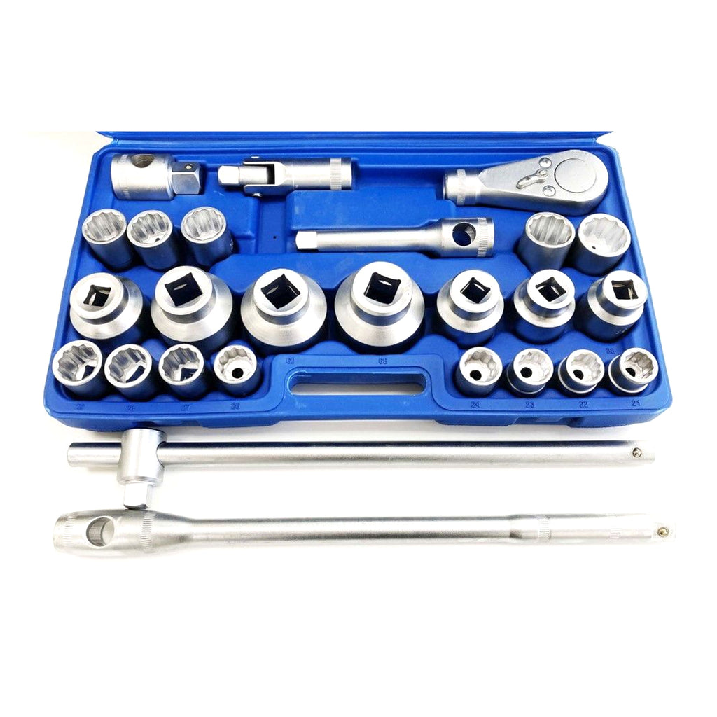 SOCKET SET 26 PIECES 3/4 AND 1 DRIVE 21mm-65mm CARBON STEEL - TOOLZONE KDPSS301