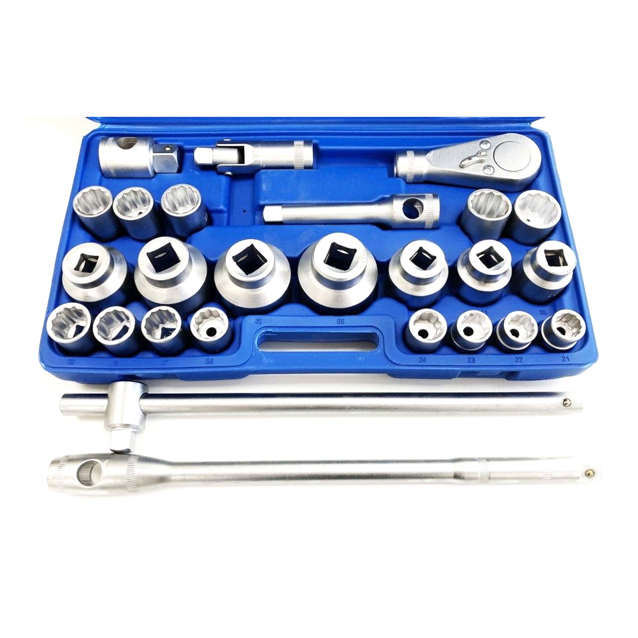 SOCKET SET 26 PIECES 3/4 AND 1 DRIVE 21mm-65mm CARBON STEEL - TOOLZONE KDPSS301