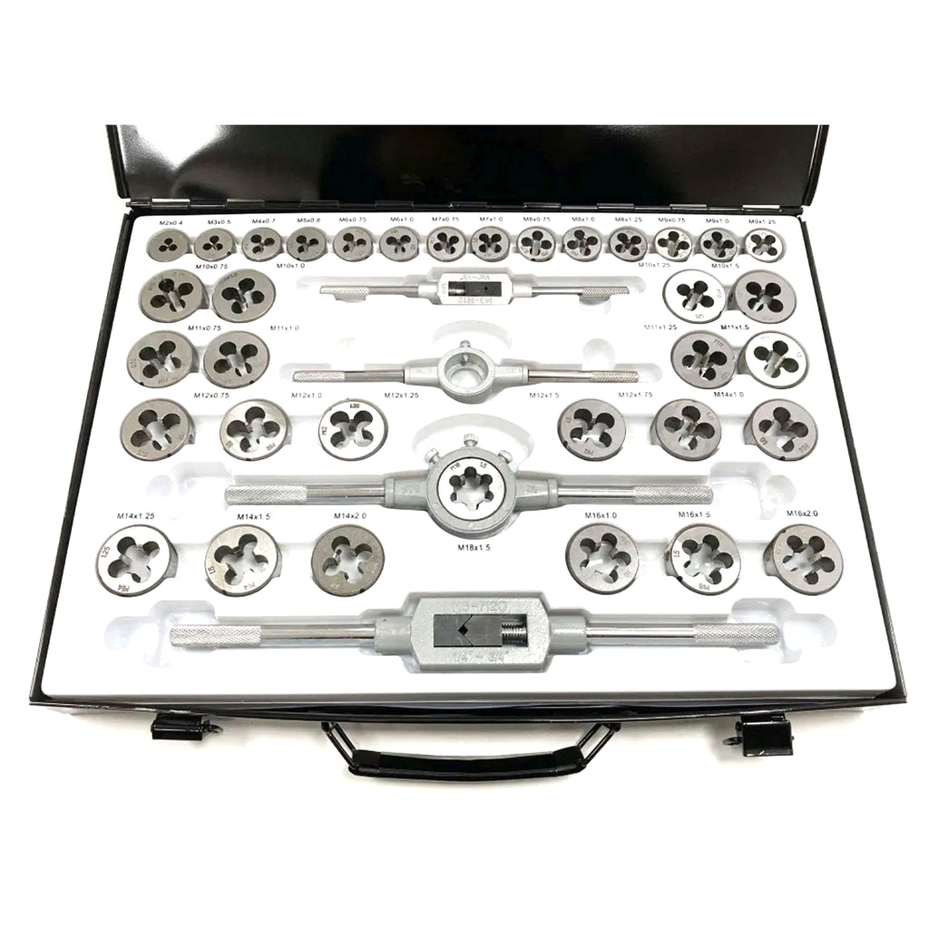 TAP AND DIE SET 110 PIECE ALLOY STEEL WITH WRENCHES - TOOLZONE KDPTP096