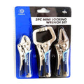 LOCKING WRENCH SET MINI 3 PIECE 4 5 CURVED JAW LONG NOSE C CLAMP - TOOLZONE KDPWR127