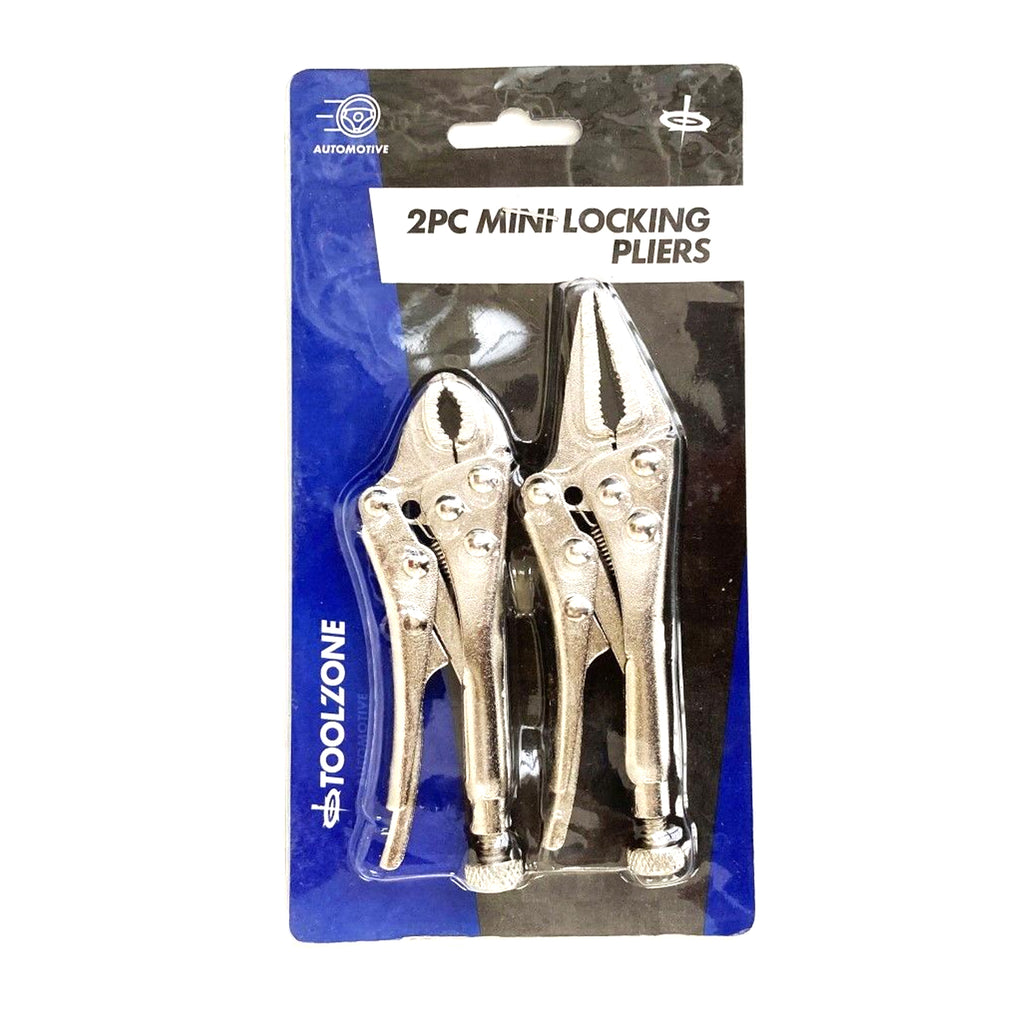 LOCKING PLIERS MINI 2 PIECE LONG NOSE CURVED JAW - TOOLZONE KDPWR129