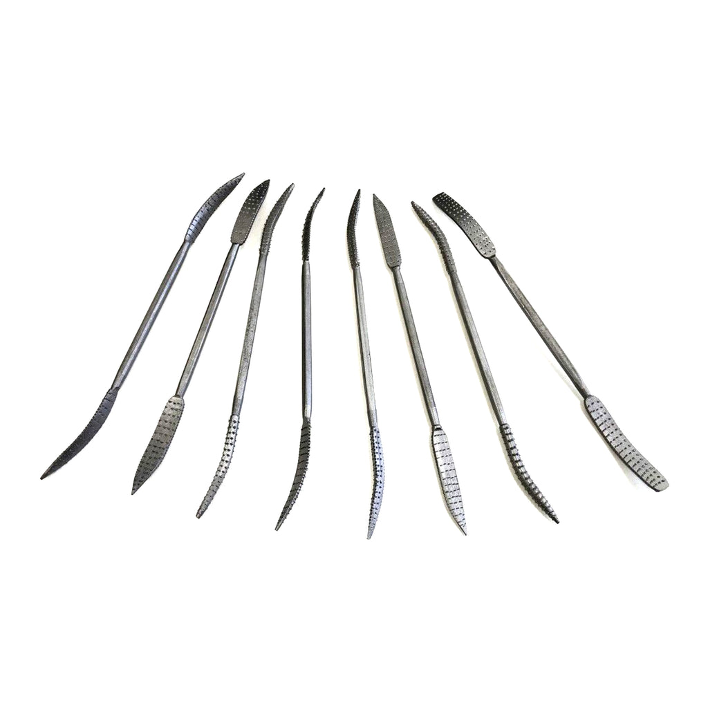 RIFFLER WOOD RASP SET 8PC 8 DOUBLE ENDED VARIOUS SHAPES WITH POUCH - TOOLZONE KDPWW098