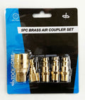 BRASS QUICK AIR COUPLER SET 5pc 1/4 npt INCLUDES FEMALE COUPLER CONNECTOR 3 MALE CONNECTORS - TOOLZONE KDPAT085