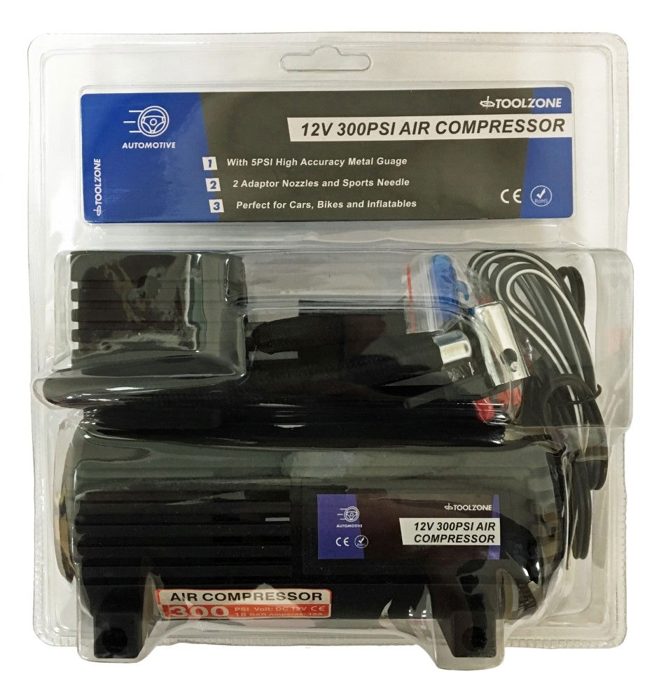 AIR COMPRESSOR 12v 250psi METAL GAUGE - TOOLZONE KDPAU121