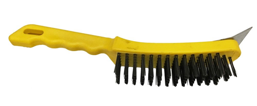 WIRE BRUSH 5 ROW WITH SCRAPER PLASTIC HANDLE - TOOLZONE KDPBR002