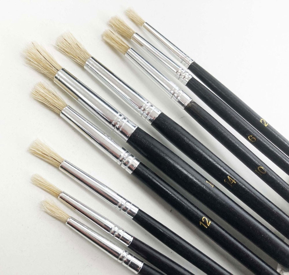 TOUCH UP PAINT BRUSH ARTIST BRUSHES 9PC ROUND SIZES 0-16 WOOD HANDLE - TOOLZONE KDPBR014