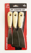 SCRAPER SET 3PC WOODEN HANDLES - TOOLZONE KDPDC047