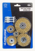 FLAT WIRE WHEEL SET FOR DRILL 5PC 25-75mm 1/4 SHANK - TOOLZONE KDPDR171