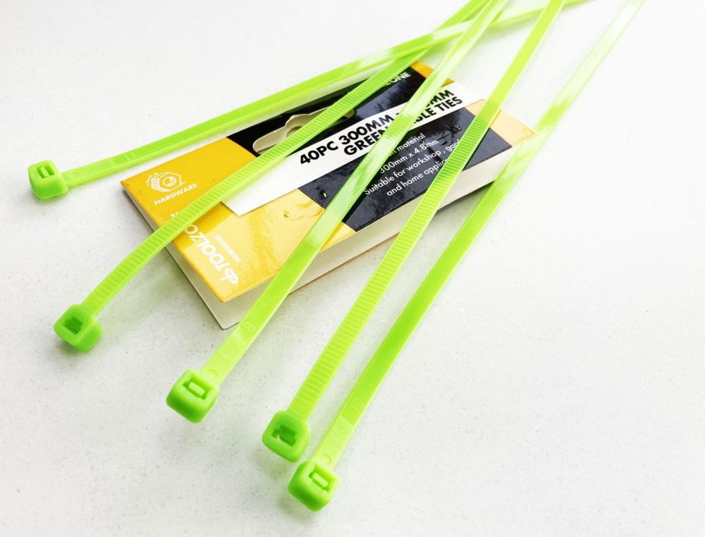 CABLE ZIP TIES 40PC 12 GREEN 4.8mm WIDE NYLON 40 - TOOLZONE KDPEL124